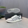 AMR Skel Leather Trainers – White with Grey Panels