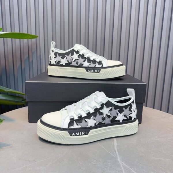 AMR Stars Court Low Mesh & Leather Trainers - Black & White