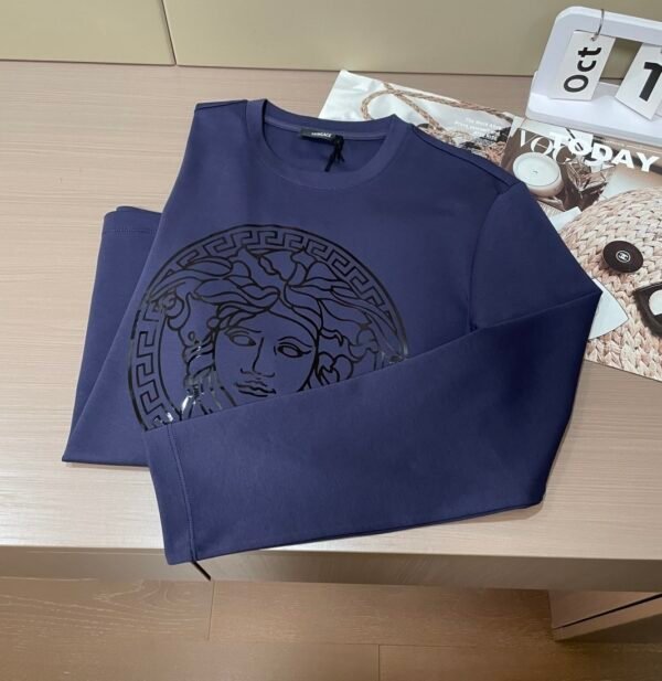 VRSC Metallic Medusa Head Print Cotton Jumper - Blue