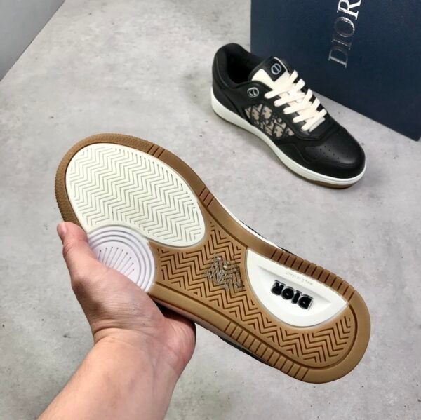 DXR CD Black Leather Beige & Black Dior Oblique Panels Low-Top Trainers