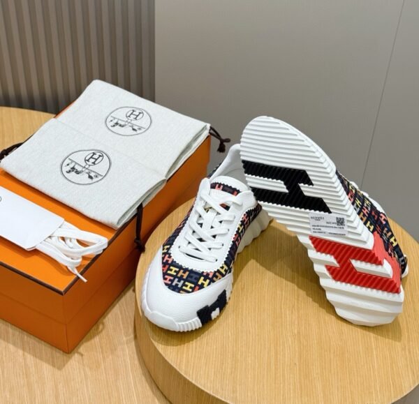 HRMS Multicolor Monogram Canvas & White Leather Overlays Low-Top Trainers