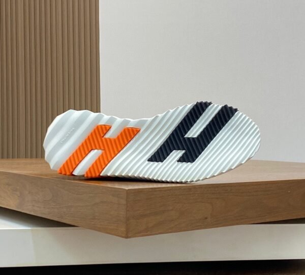 HRMS Mesh Low-Top Trainers – Black & White with Orange Detail