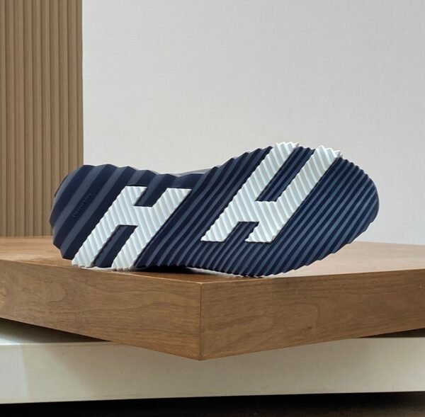 HRMS Circuit Board Pattern Suede & Leather Trainers – Navy Blue