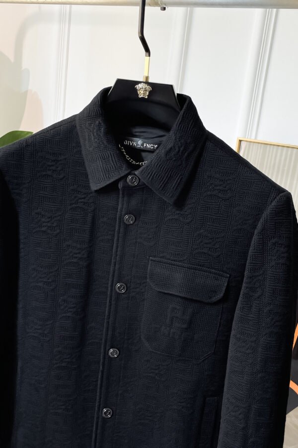 FND Textured Button-Front Jacket - Black