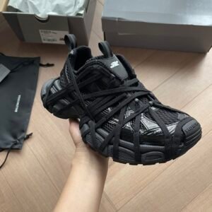 BLNCG  All-Black Low-Top Trainers with Wrapped Lace Design