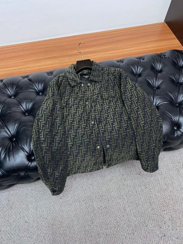 FND All-Over Pattern Button-Front Jacket - Olive Green