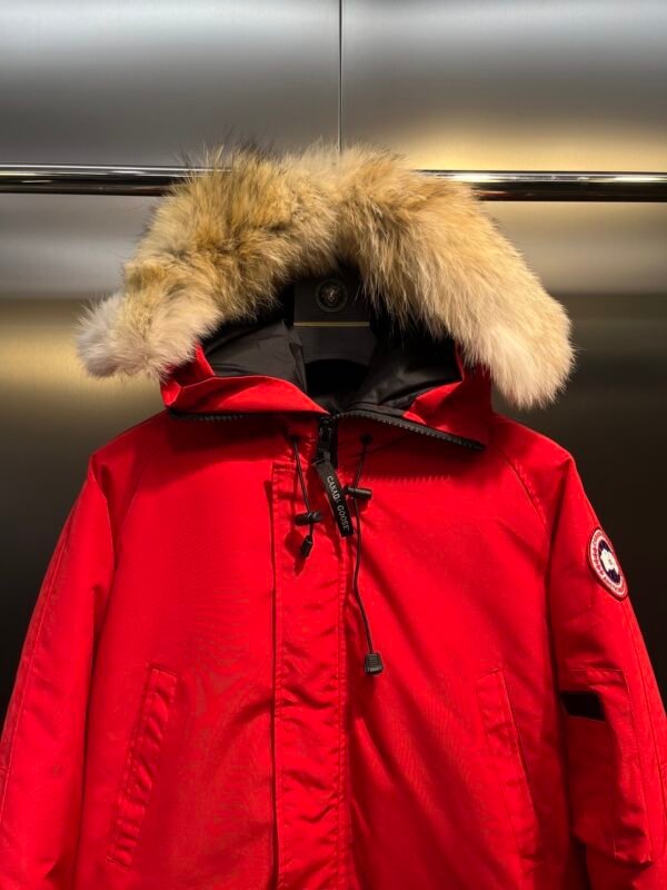CG Fur-Trim Hooded Jacket with Utility Pockets - Red