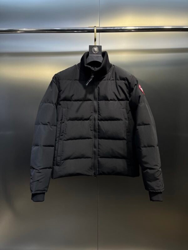 CG Puffer Jacket with Ribbed Collar - Black