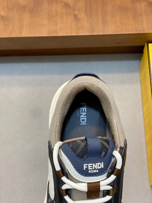 FND Low-Top Trainers with Subtle Brown Accents - Navy/White