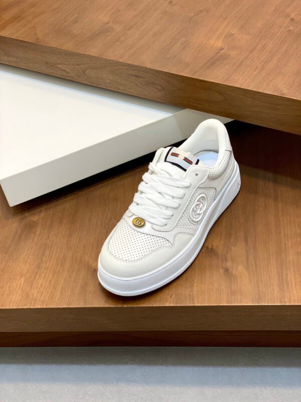 GCCI Trainers with Perforated Panel Detail - White