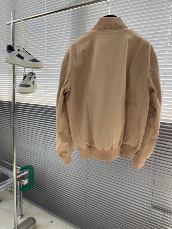 BRBY Zip-Up Jacket with Ribbed Collar - Light Beige