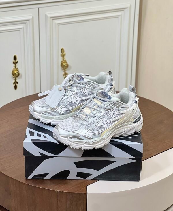 OFFW Mesh Trainers with Graphic Panel Details - White