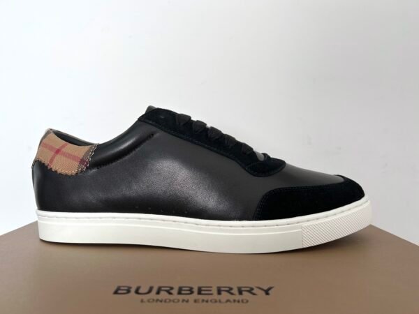 BRBY Trainers with Check Heel Accent - Black