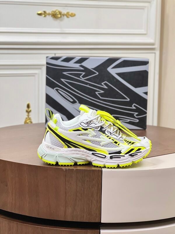 OFFW Mesh Trainers with Graphic Panel Details - White/Yellow