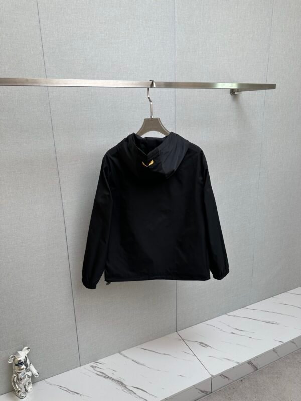 FND Hooded Zip-Up Jacket with Mesh Panel Detail - Black