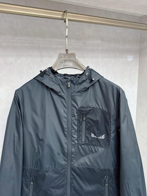 FND Hooded Zip-Up Jacket with Mesh Pocket Detail - Navy Blue