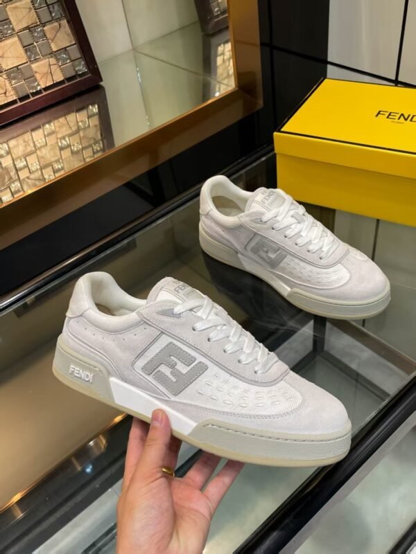 970817cf FND Low-Top Trainers with Logo Panel - White/Light Grey