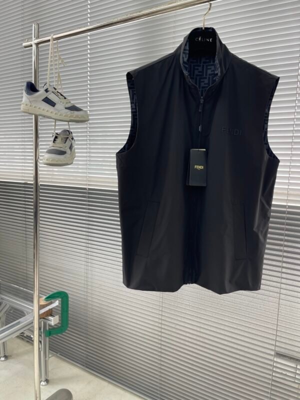 FND Reversible Monogram Gilet with Zip-Front - Black