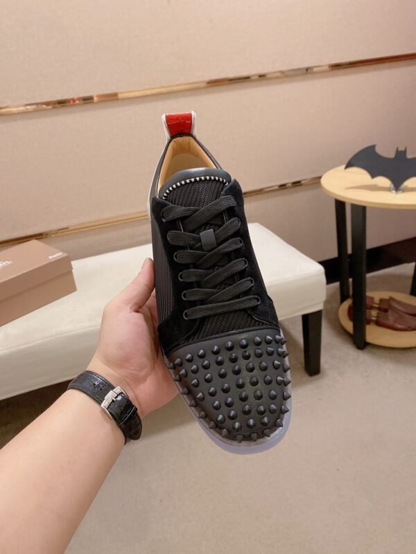 CLB Trainers with Studded Toe Detail and Red Heel Accent - Black