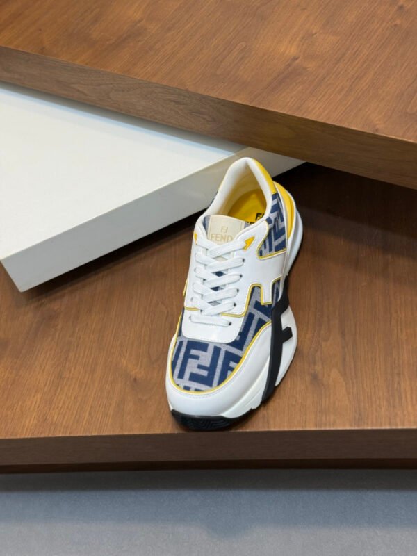 FND Chunky Trainers with Yellow Accents -  Navy/White