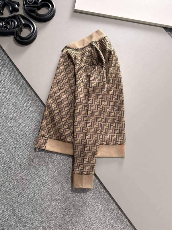 FND All-Over Pattern Zip-Up Jacket - Brown