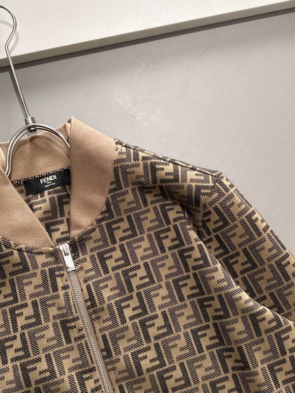 FND All-Over Pattern Zip-Up Jacket - Brown