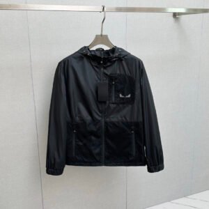 FND Hooded Zip-Up Jacket with Mesh Pocket Detail - Black