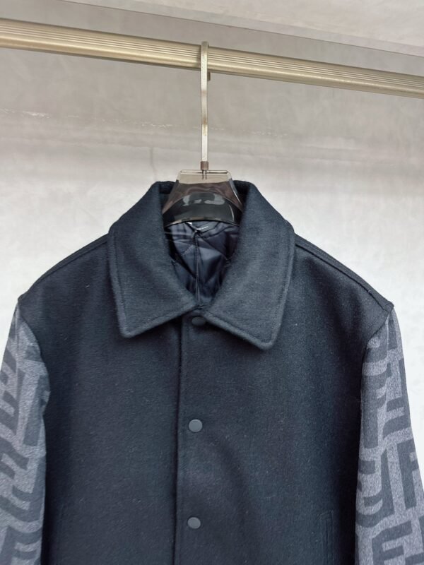 FND Contrast Sleeve Varsity Jacket - Black