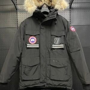 CG Utility Parka Coat with Fur-Trim Hood - Black