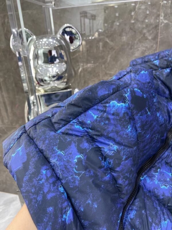 CG Quilted Puffer Jacket with Abstract Print - Navy Blue