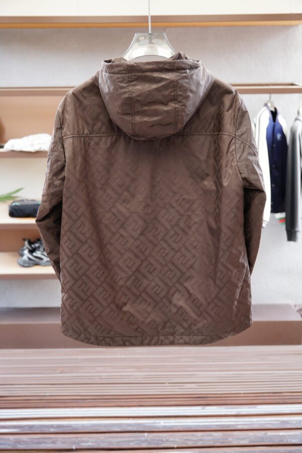 FND All-Over Monogram Hooded Zip-Up Jacket - Chocolate Brown