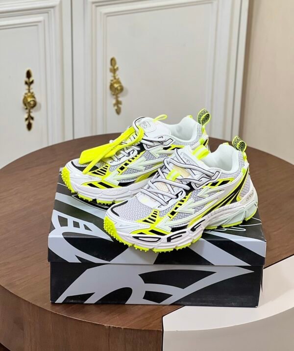 OFFW Mesh Trainers with Graphic Panel Details - White/Yellow