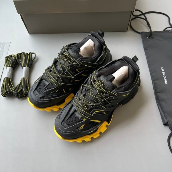 BLNCG Chunky Low-Top Trainers in Black with Yellow Contrast Accents