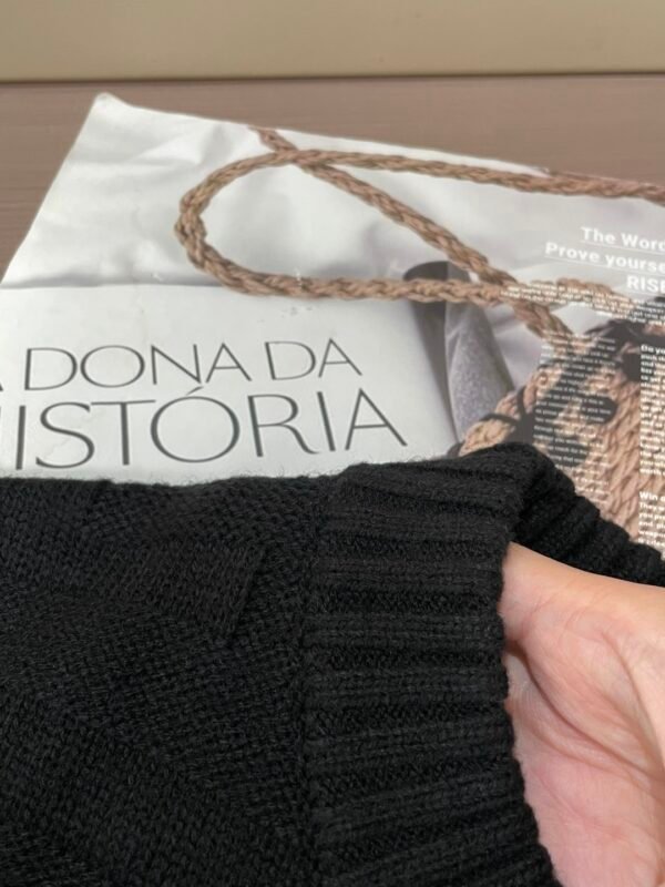 FND Textured Jacquard Crew Neck Knit Jumper - Black