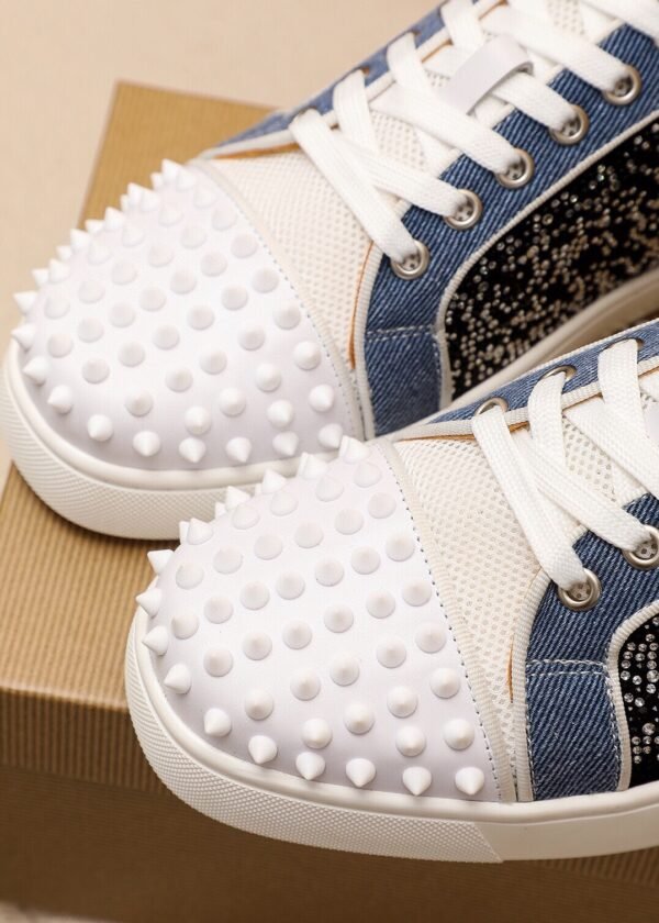 CLB Trainers with Studded Toe and Crystal-Effect Side Panels - Black/White