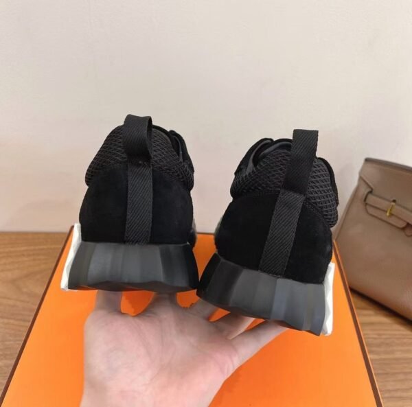 HRMS Mesh & Suede Overlays Low-Top Trainers - Black