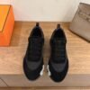 HRMS Mesh & Suede Overlays Low-Top Trainers - Black