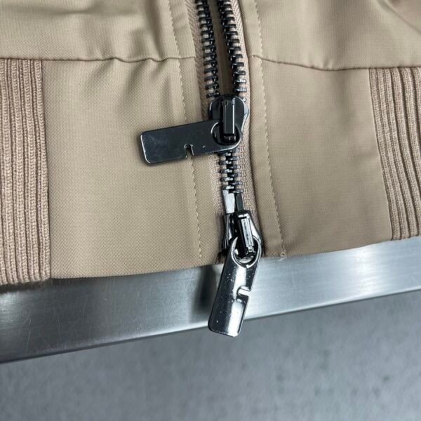 BRBY Zip-Up Jacket with Ribbed Collar - Light Beige