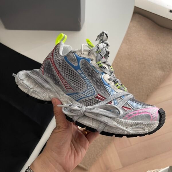 a3595cda BLNCG Chunky Trainers with Contrast Accents - Grey/Neon Green