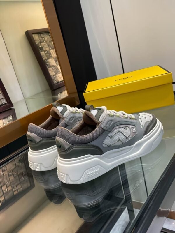 FND Chunky Trainers with Lime Accents - Grey & Off-White