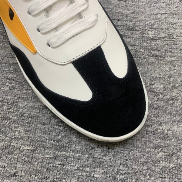 FND Low-Top Trainers with Contrast Yellow Panels - Black/White