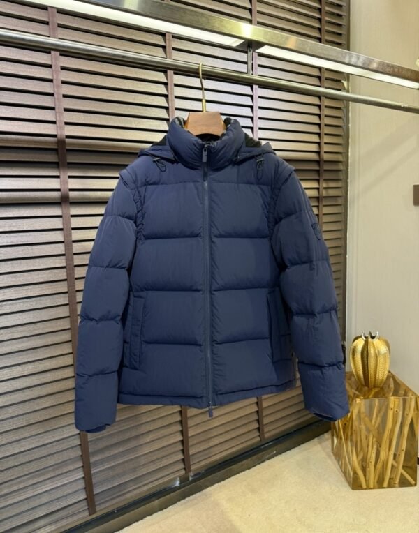 BRBY Hooded Padded Puffer Jacket - Navy Blue
