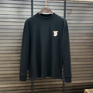 BRBY Crew Neck Jumper with Emblem Detail - Black