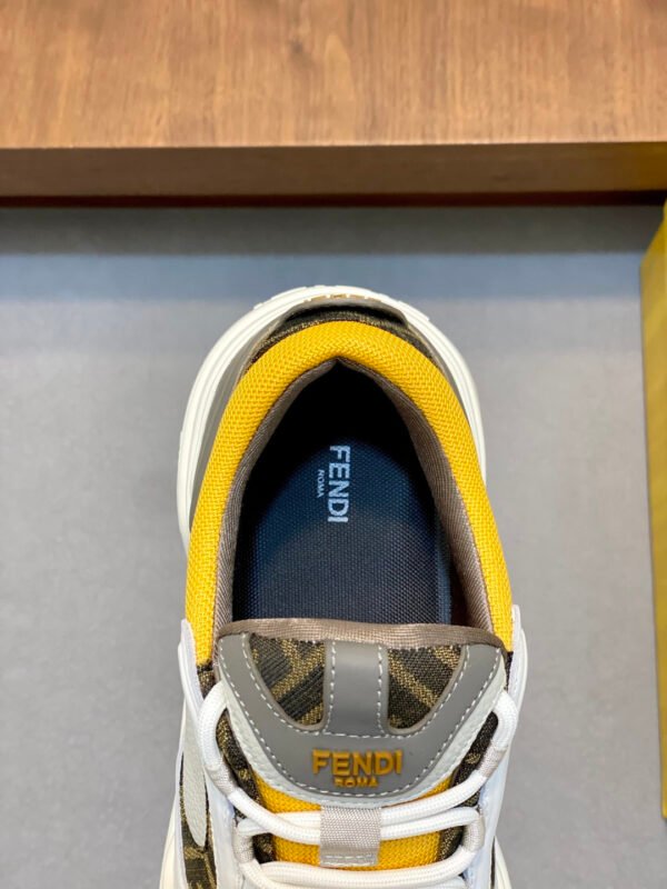 FND Low-Top Trainers with Subtle Yellow Accents - Grey/White