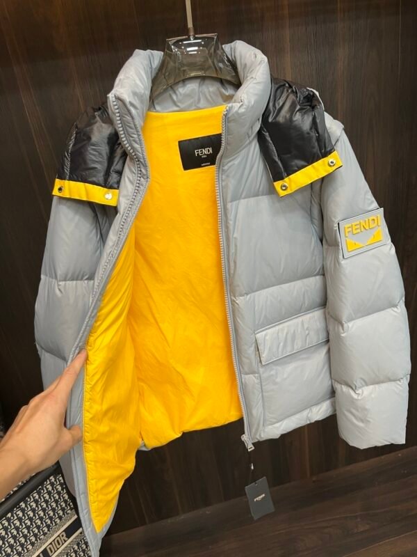 a79aca8d FND Hooded Puffer Jacket with Contrast Lining - White