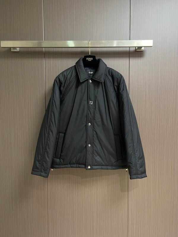 FND Snap-Button Jacket with Contrast Patterned Lining - Black