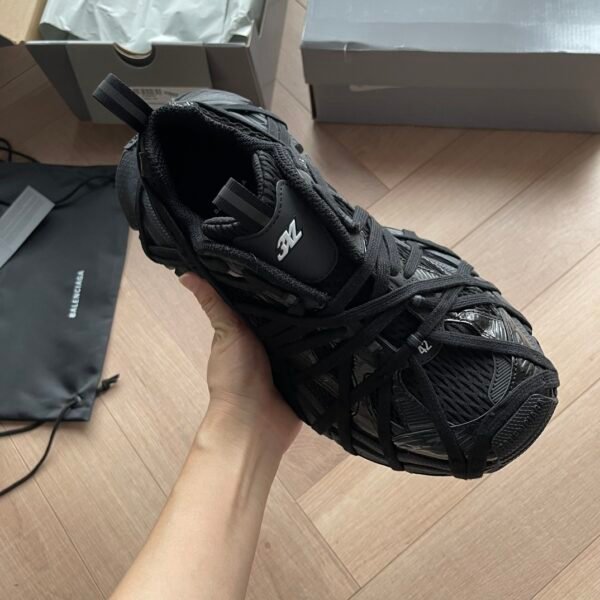 BLNCG  All-Black Low-Top Trainers with Wrapped Lace Design