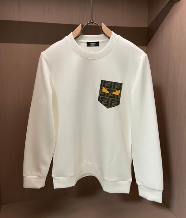 aab44714 FND Crew Neck Jumper with Graphic Eye Motif - White