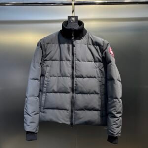 CG Puffer Jacket with Ribbed Collar - Grey