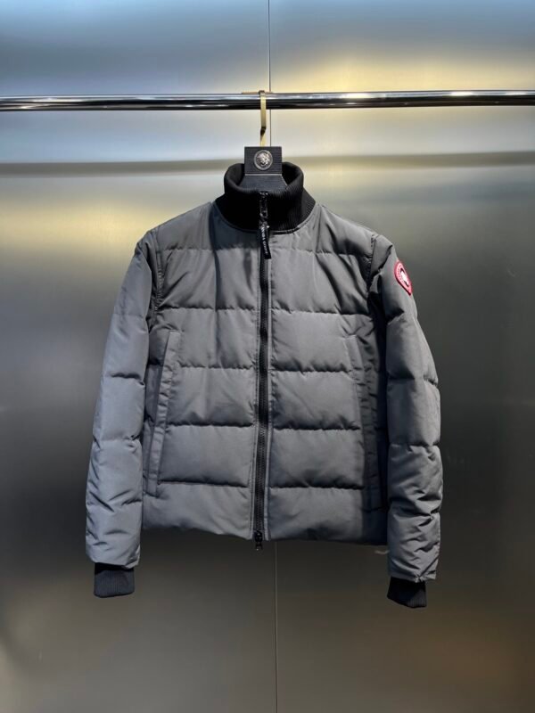 CG Puffer Jacket with Ribbed Collar - Grey